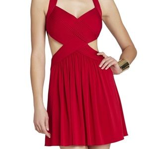 BCBG MAXAZRIA Red Halter Dress with open back